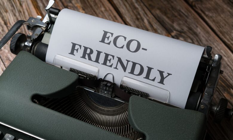 eco-friendly typed on paper